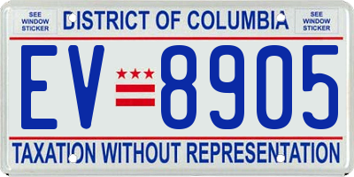 DC license plate EV8905