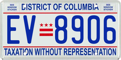 DC license plate EV8906