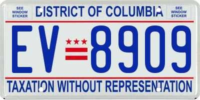 DC license plate EV8909