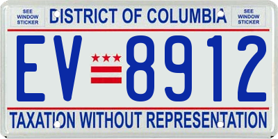 DC license plate EV8912