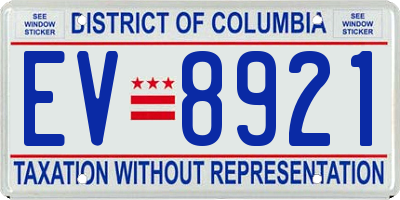 DC license plate EV8921