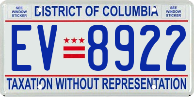 DC license plate EV8922