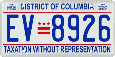 DC license plate EV8926