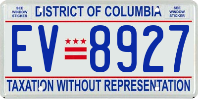 DC license plate EV8927