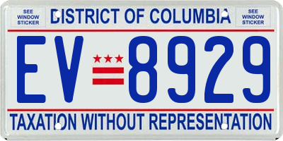 DC license plate EV8929