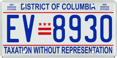 DC license plate EV8930