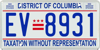 DC license plate EV8931