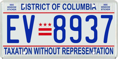 DC license plate EV8937