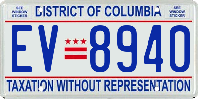 DC license plate EV8940