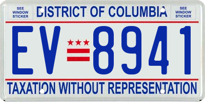 DC license plate EV8941