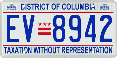 DC license plate EV8942