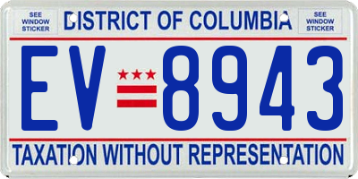 DC license plate EV8943