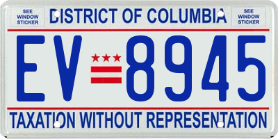 DC license plate EV8945