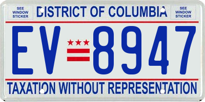 DC license plate EV8947