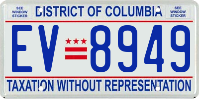 DC license plate EV8949