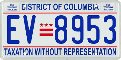 DC license plate EV8953