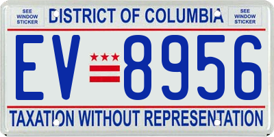 DC license plate EV8956