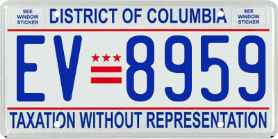 DC license plate EV8959