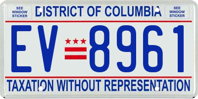 DC license plate EV8961