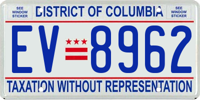 DC license plate EV8962