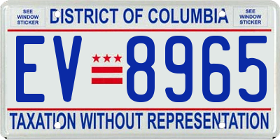 DC license plate EV8965