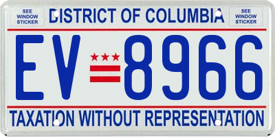 DC license plate EV8966