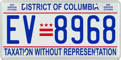 DC license plate EV8968