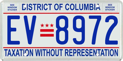 DC license plate EV8972