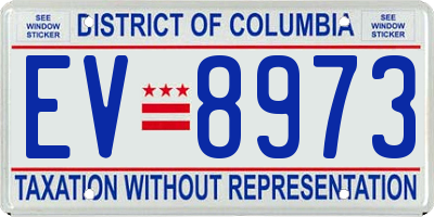 DC license plate EV8973