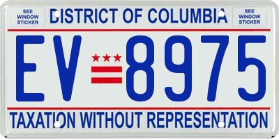 DC license plate EV8975