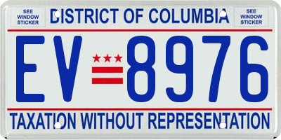 DC license plate EV8976