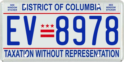 DC license plate EV8978