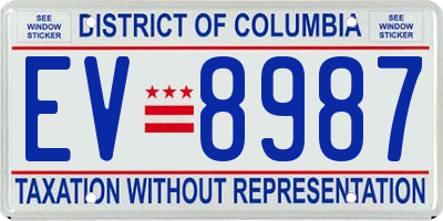 DC license plate EV8987
