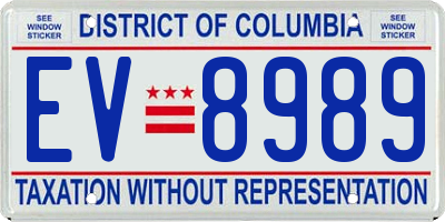 DC license plate EV8989