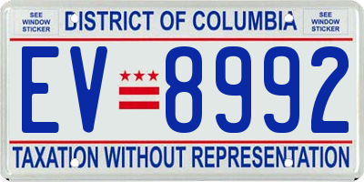 DC license plate EV8992