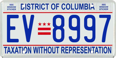 DC license plate EV8997