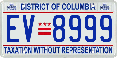 DC license plate EV8999