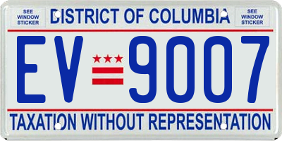 DC license plate EV9007