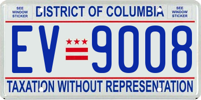 DC license plate EV9008
