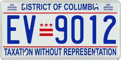 DC license plate EV9012