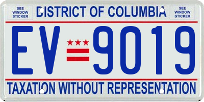 DC license plate EV9019