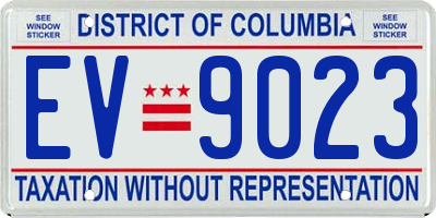 DC license plate EV9023