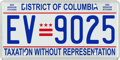 DC license plate EV9025