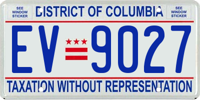 DC license plate EV9027