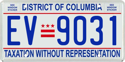 DC license plate EV9031