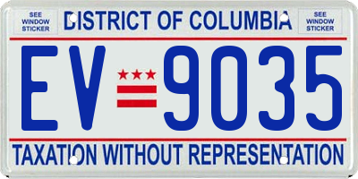 DC license plate EV9035