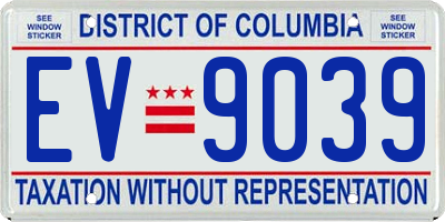 DC license plate EV9039