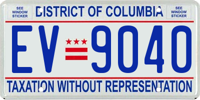DC license plate EV9040