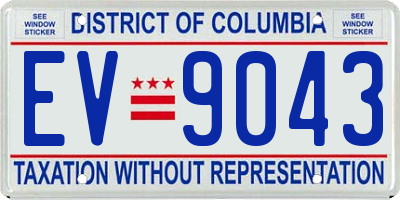 DC license plate EV9043