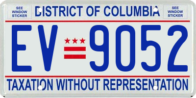 DC license plate EV9052